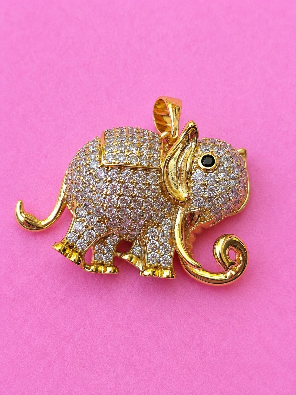 Laminated Gold 14k Elephant Pendant.